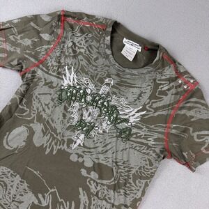 Womens Parasuco Denim Legend L Green‎ Red Top Logo T shirt Y2k